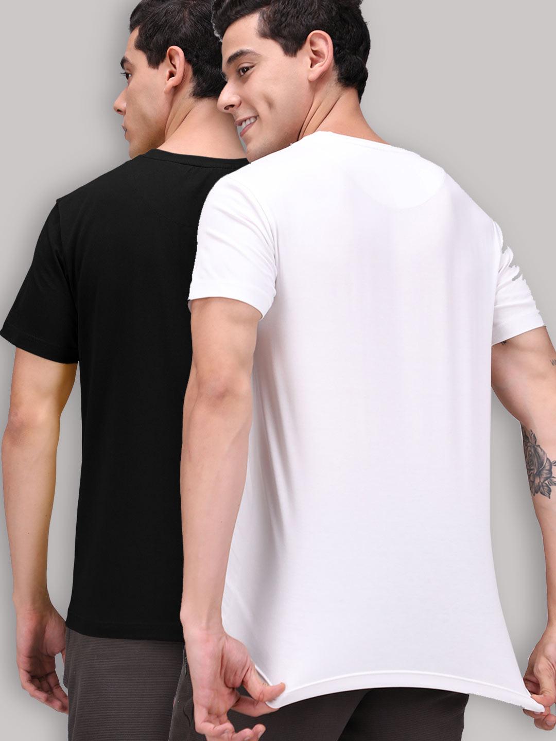 Sporto Men's Round Neck Cotton Rich, Solid Colour T-shirt Pack of 2