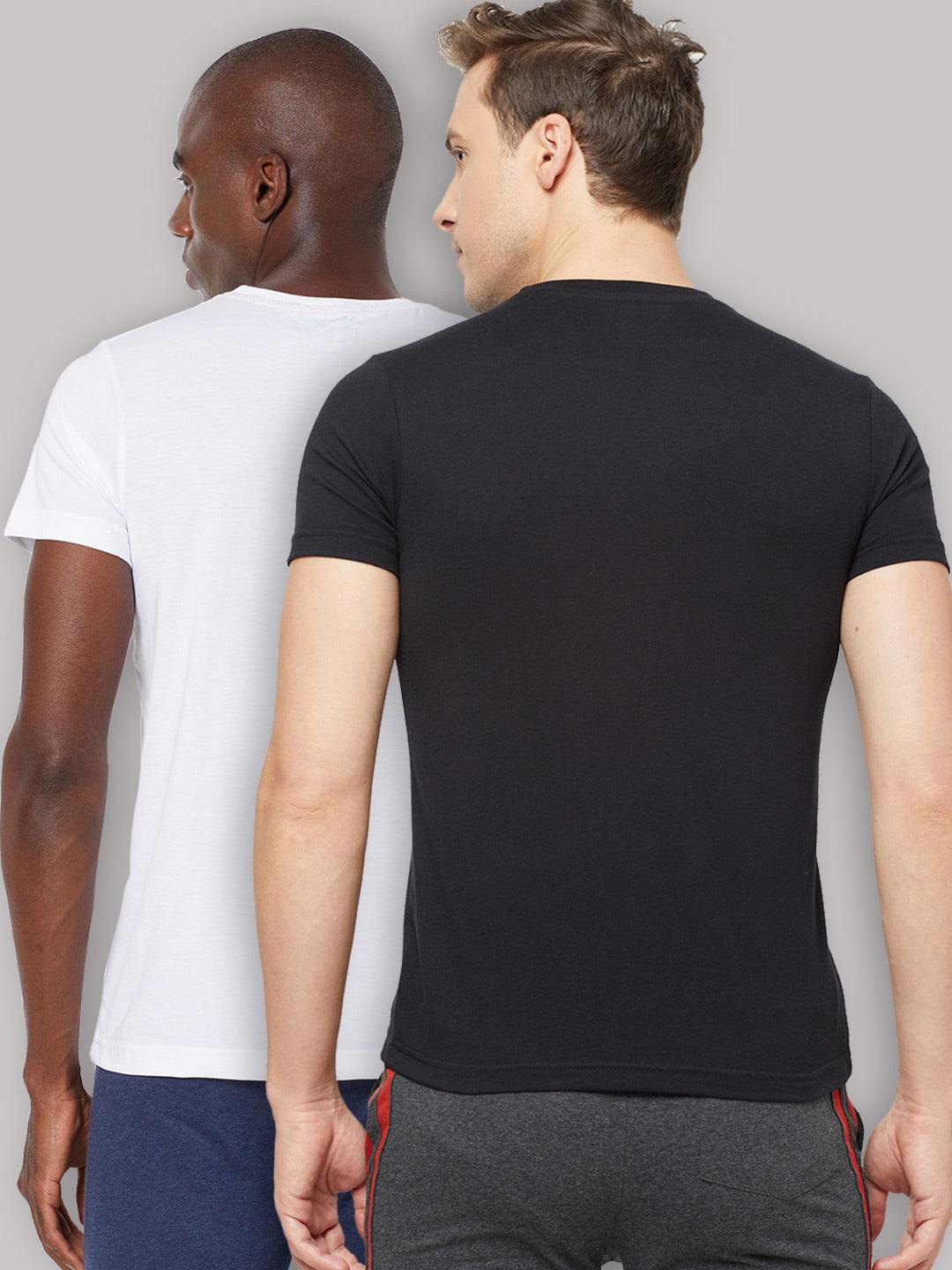 Sporto Men's Round Neck Cotton Rich, Solid Colour T-shirt Pack of 2