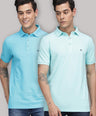 Sporto Men's Polo T-shirt Pack of 2 -[Blue & Island Paradise]