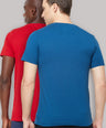 Sporto Men's V Neck T-Shirt - Pack of 2 [Denim Navy & Pure Red]