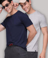 Sporto Men's Round Neck Cotton Rich, Solid Colour T-shirt Pack of 2