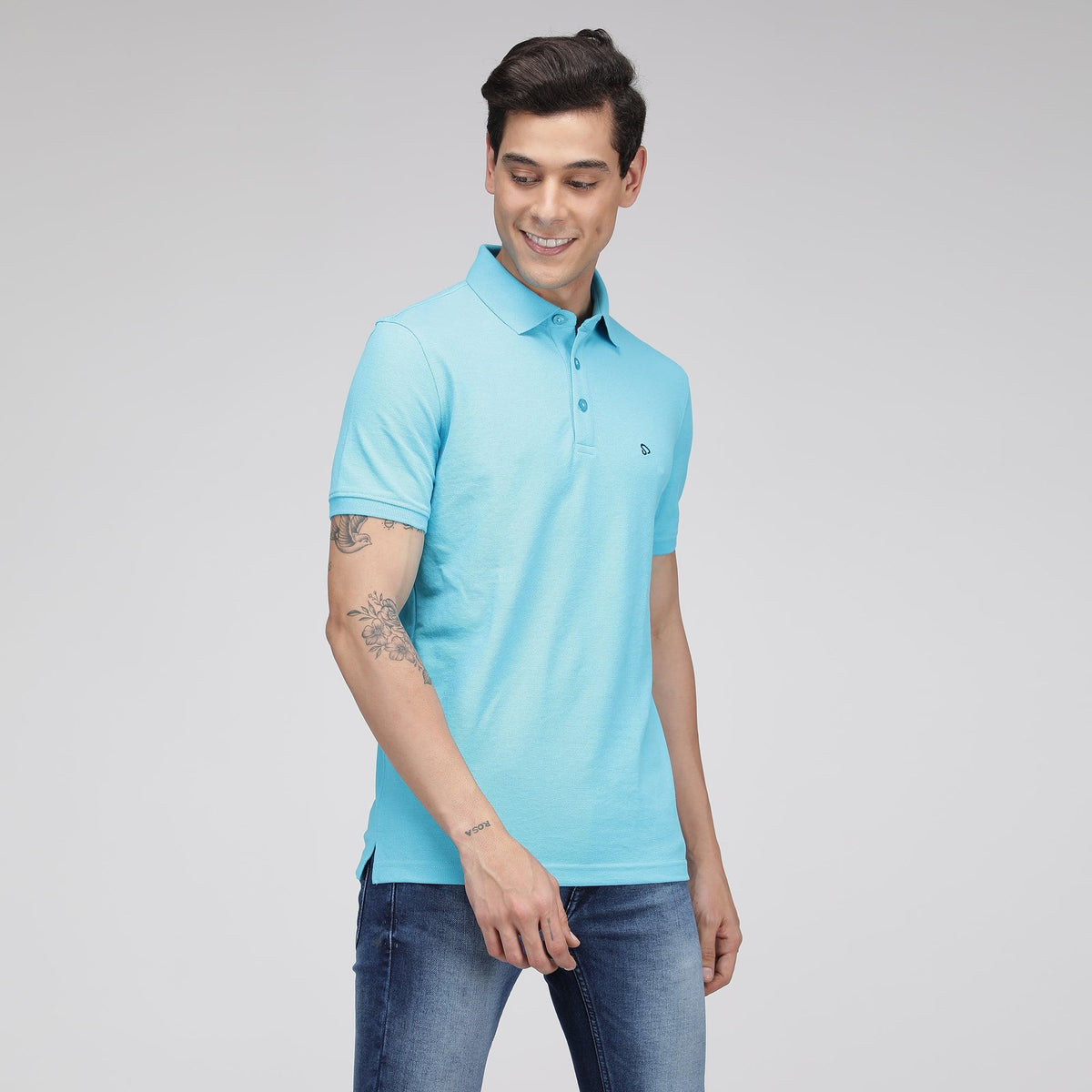 Sporto Men's Solid Polo T-Shirt - Blue Atoll