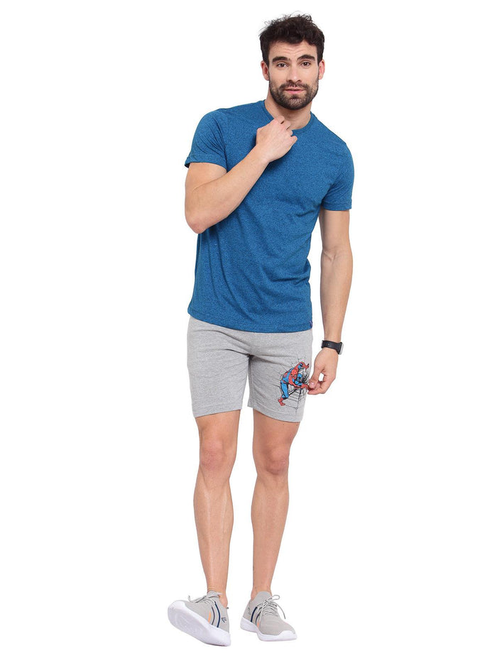 Sporto Men's Spiderman lounge Shorts - Grey Melange