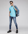 Sporto Men's Solid Polo T-Shirt - Blue Atoll