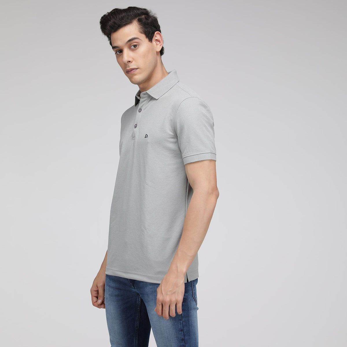 Sporto Men's Solid Polo T-Shirt - Grey