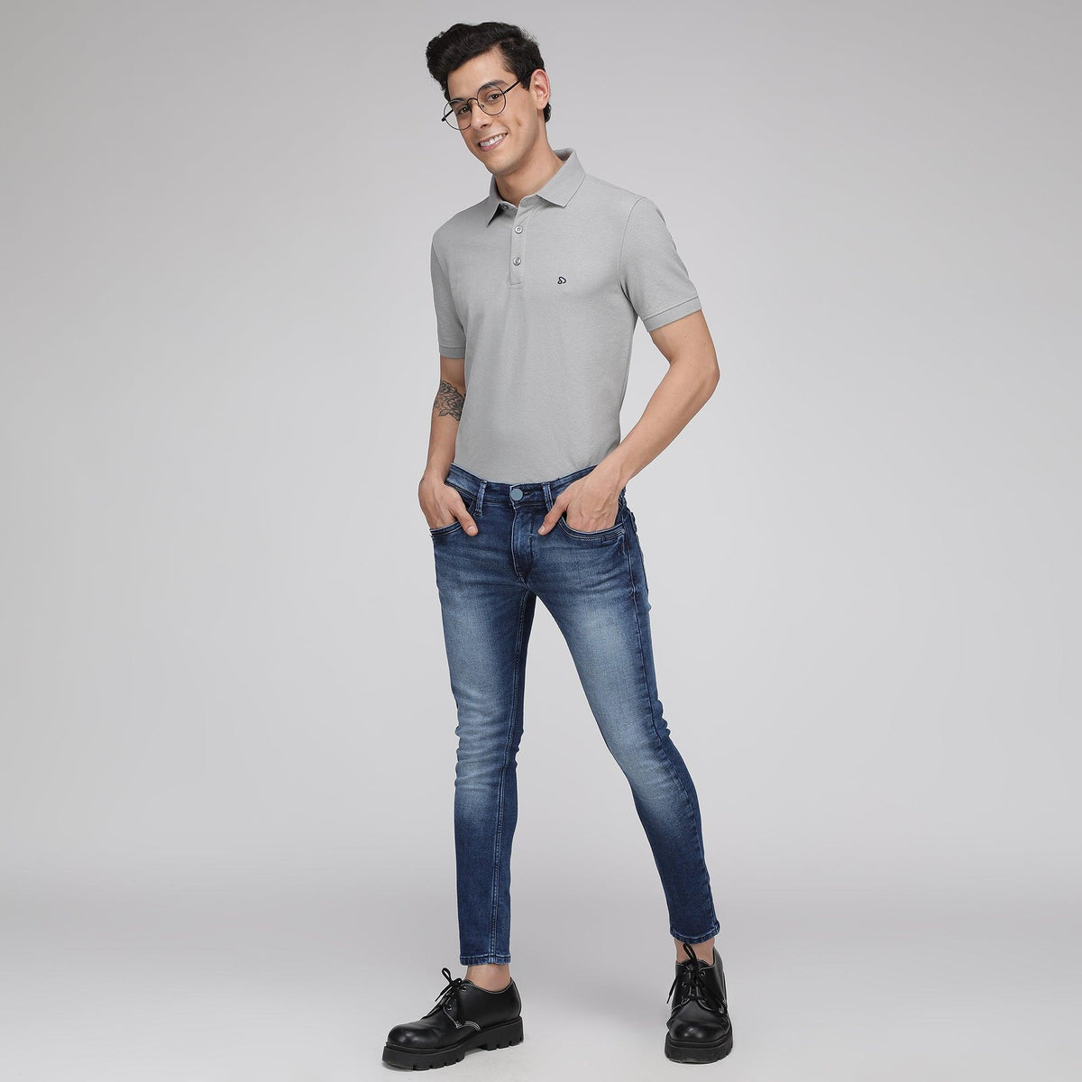 Sporto Men's Solid Polo T-Shirt - Grey