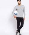 Sporto Men's Slim fit Round Neck Full Sleeve T-Shirt - Grey Jaspe