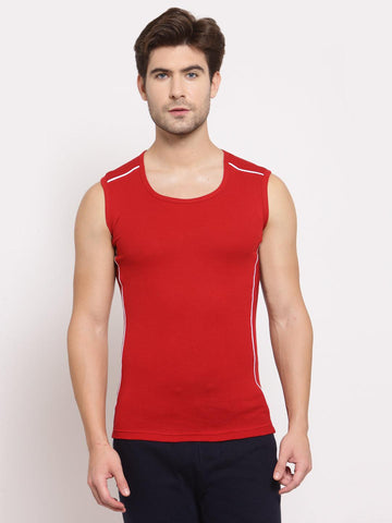 Sporto Men's Sleeveless Gym Vest Set of 2 (Red & Charcoal)