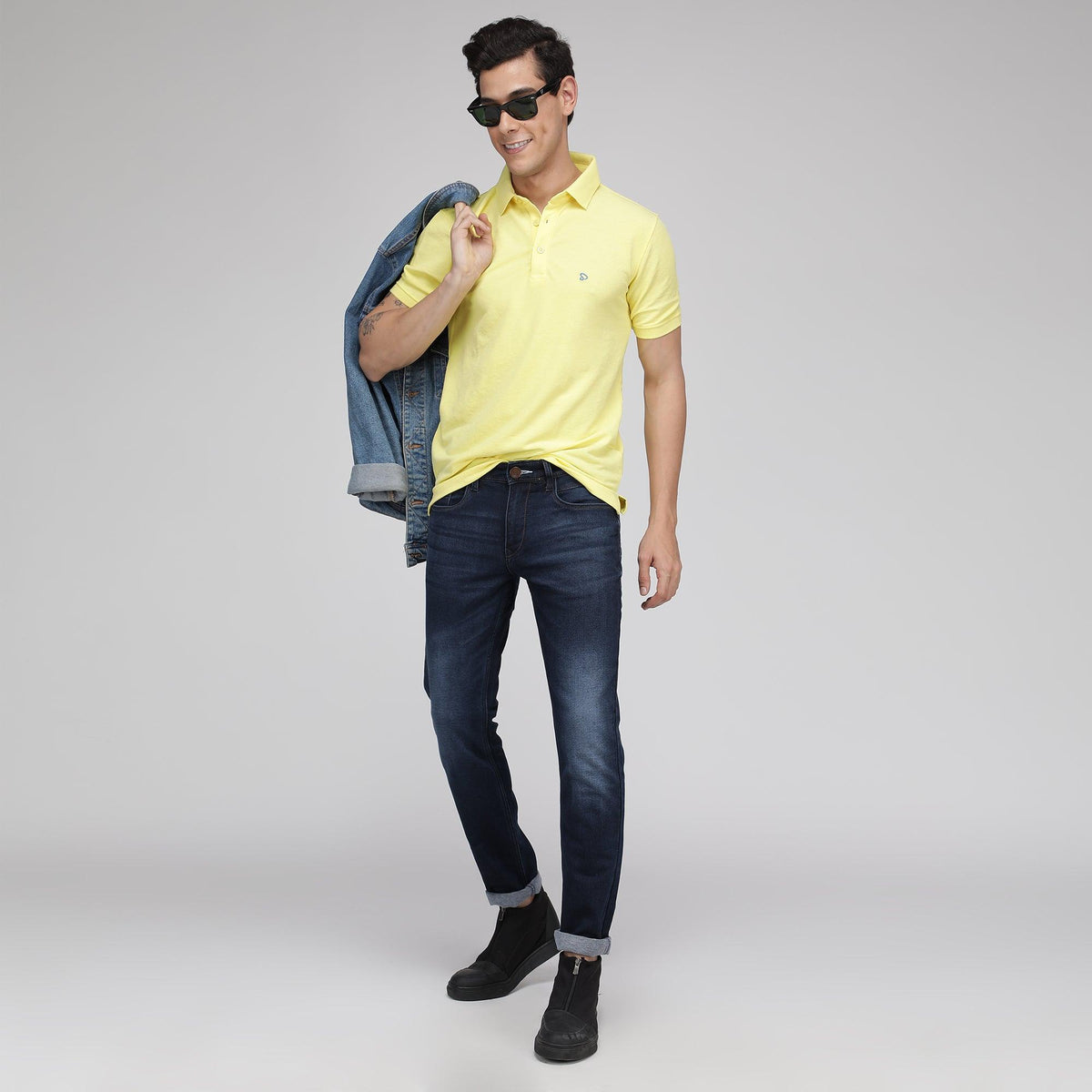 Sporto Men's Solid Polo T-Shirt - Yellow