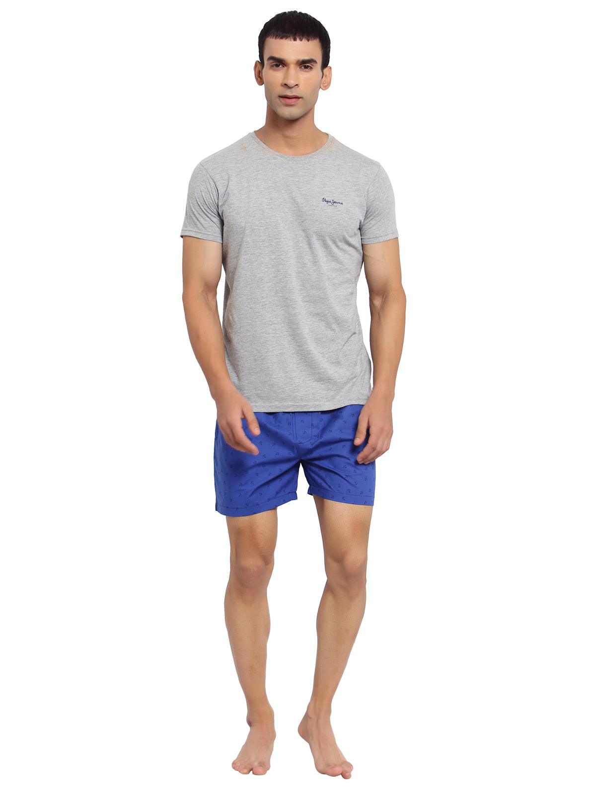Sporto Men's Printed Boxer Shorts with Zipper - Royal Blue