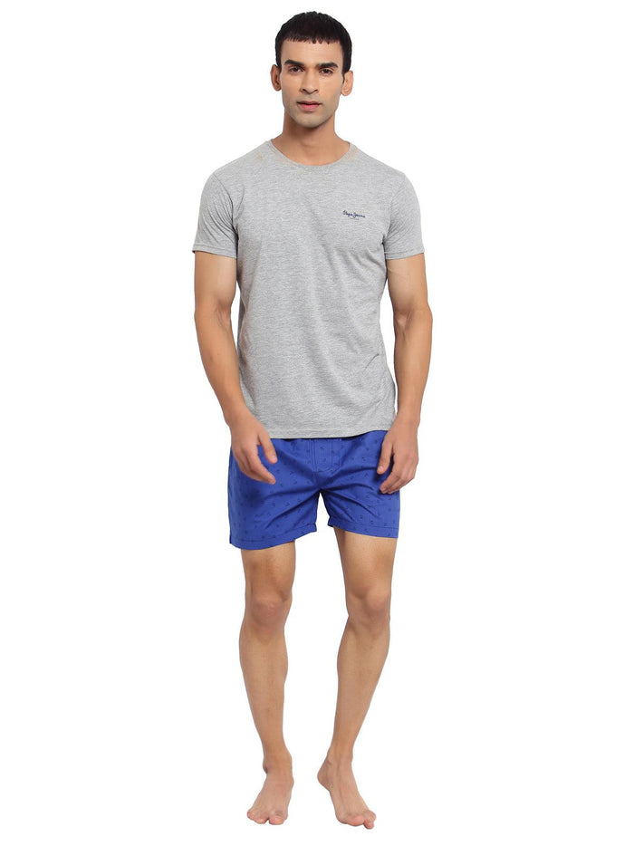 Sporto Men's Printed Boxer Shorts with Zipper - Royal Blue