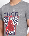 Sporto Men's Thor Printed Half Sleeve T-Shirt - Grey Jaspe