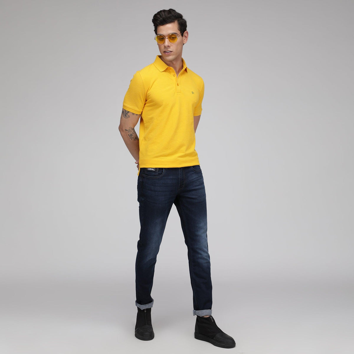 Sporto Men's Solid Polo T-Shirt Gd Yellow