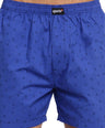 Sporto Men's Printed Boxer Shorts with Zipper - Royal Blue