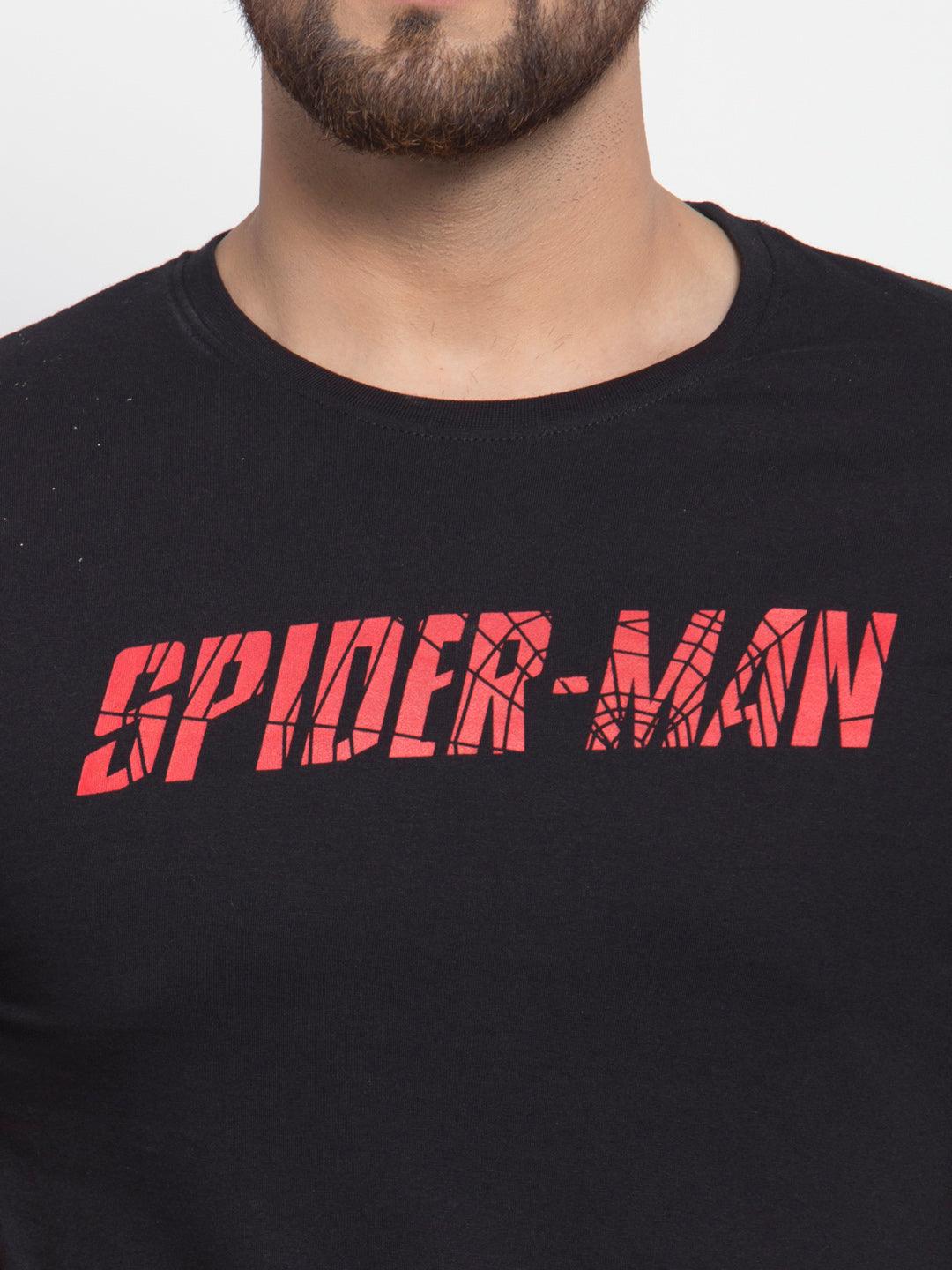 Sporto Men's Spider man Print T-Shirt - Black