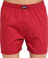 Sporto Men's Printed Boxer Shorts with Zipper -Red