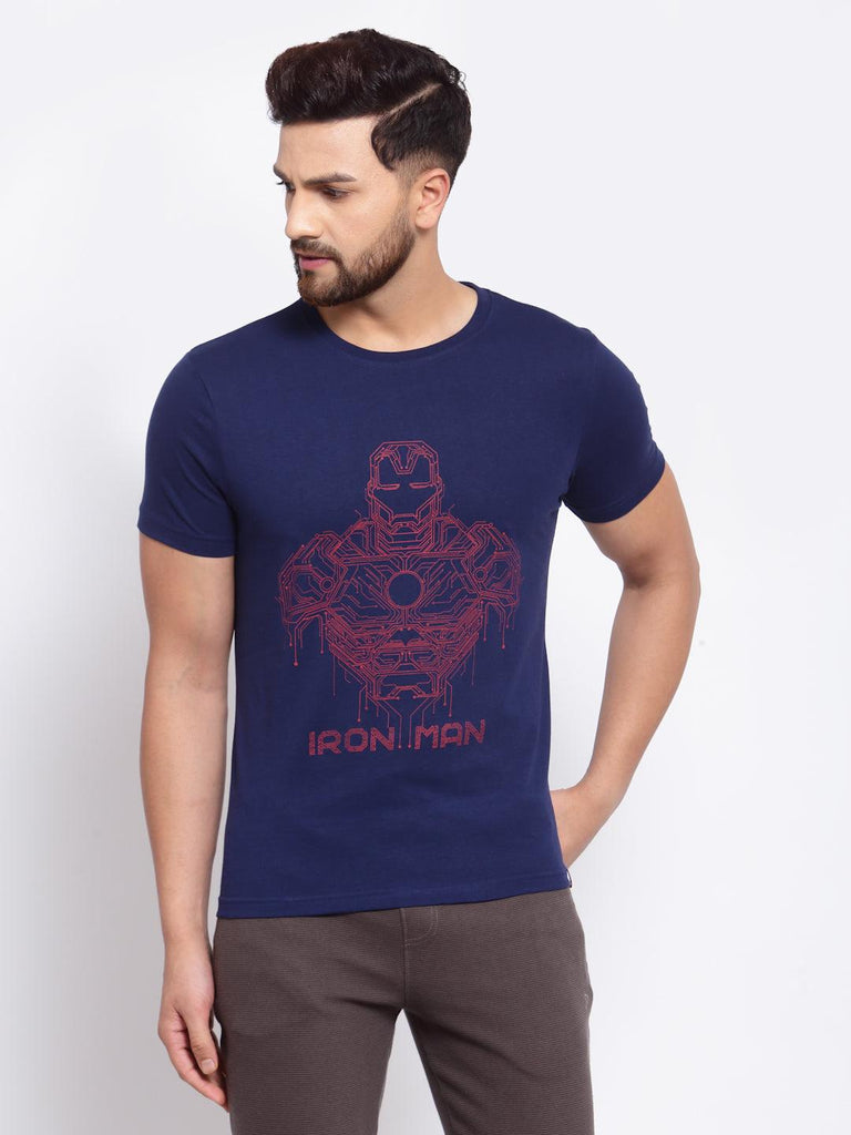 Sporto Men's Iron man Printed T-Shirt - Navy