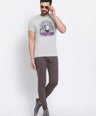 Sporto Men's Thanos Printed Half Sleeve T-Shirt - Grey Melange
