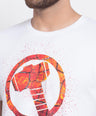 Sporto Men's Thor Hammer(Mjolnir) Printed Half Sleeve T-Shirt - White