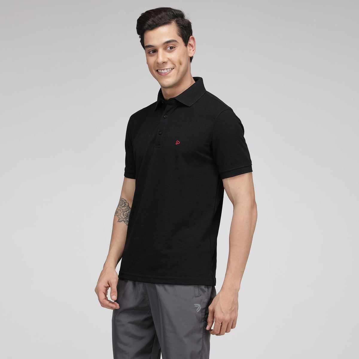 Sporto Men's Solid Polo T-Shirt - Black