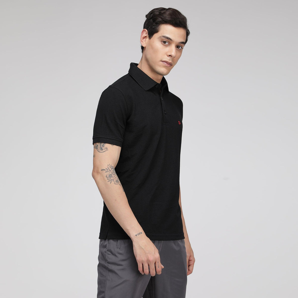 Sporto Men's Solid Polo T-Shirt - Black