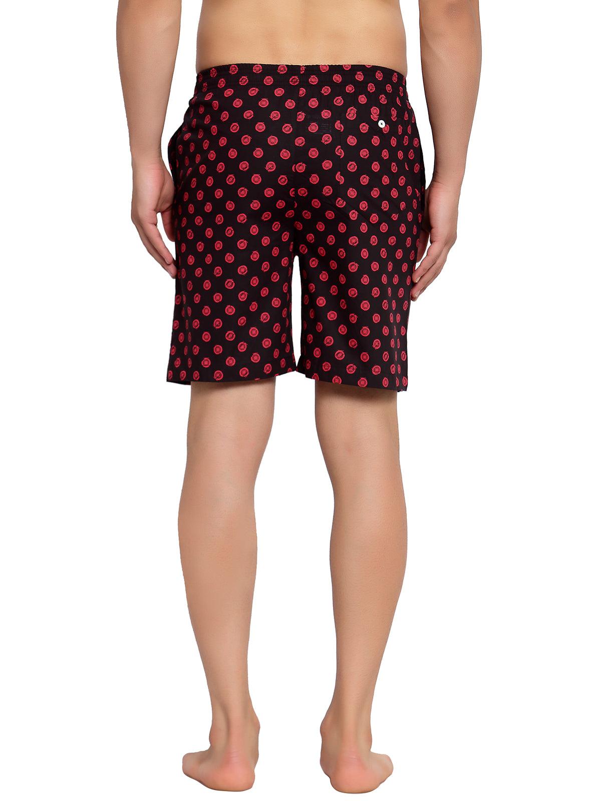 Sporto Men's Printed Boxer Shorts with Zipper - Black