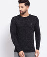 Sporto Men's Slim fit Full Sleeve T-Shirt - Black & White Flakes