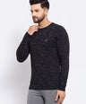 Sporto Men's Slim fit Full Sleeve T-Shirt - Black & White Flakes