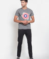 Sporto Men's Captain America Shield Printed Half Sleeve T-Shirt - Grey Jaspe