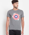 Sporto Men's Captain America Shield Printed Half Sleeve T-Shirt - Grey Jaspe
