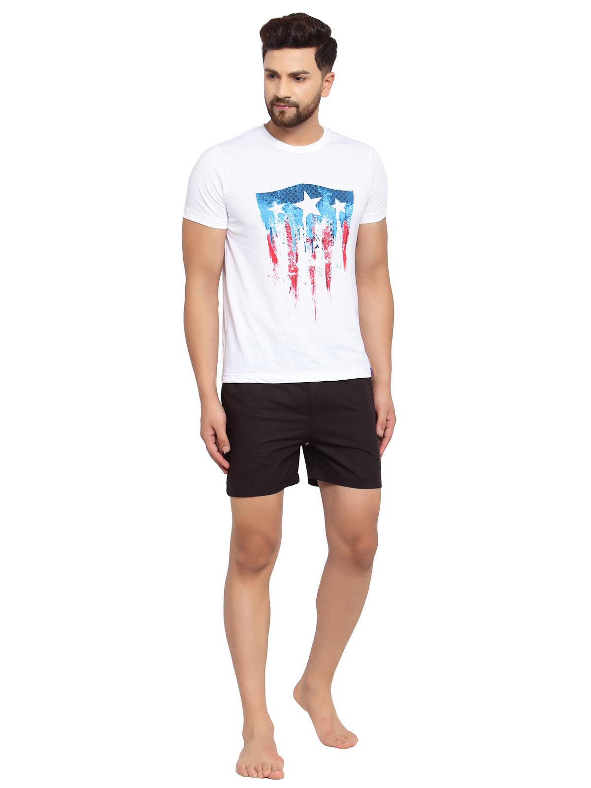 Sporto Men's Solid Boxer Shorts with Zipper - Black