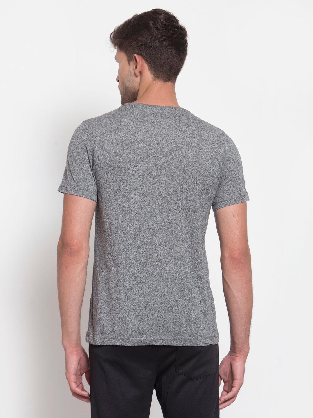 Sporto Men's Captain America Shield Printed Half Sleeve T-Shirt - Grey Jaspe