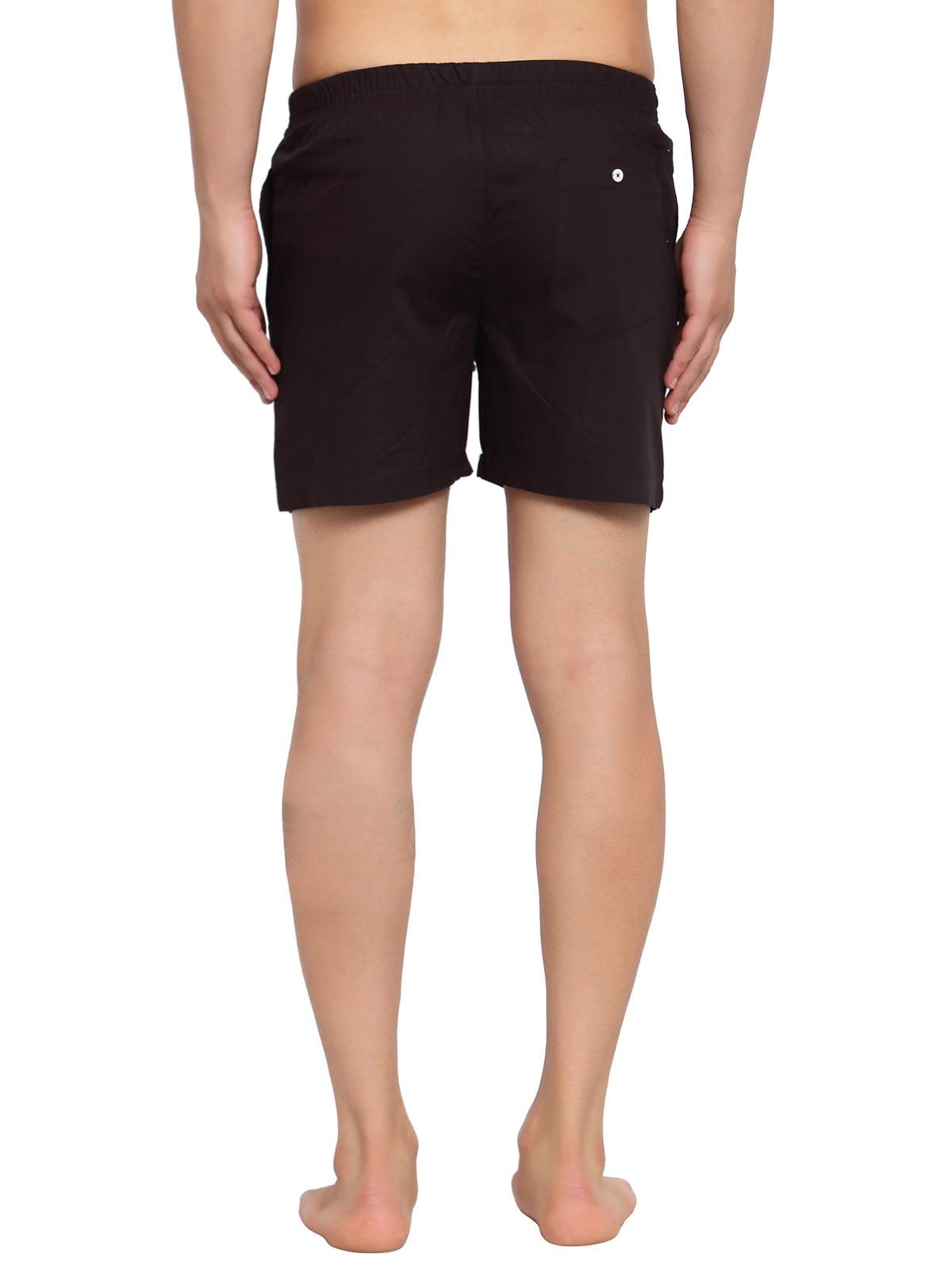 Sporto Men's Solid Boxer Shorts with Zipper - Black