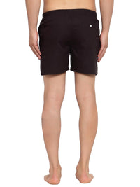 Sporto Men's Solid Boxer Shorts with Zipper - Black