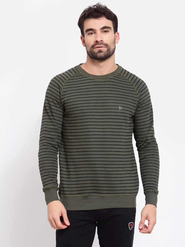 Sporto Men's Striped Sweatshirt - Olive & Black