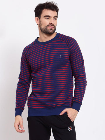 Sporto Men's Striped Sweatshirt - Navy & Burgundy