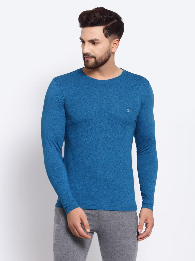 Sporto Men's Full Sleeve T-Shirts Saphire Blue Jaspe