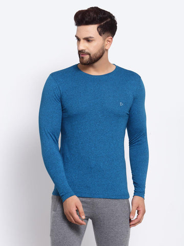 Sporto Men's Slim fit Full Sleeve T-Shirt - Sapphire Blue Jaspe