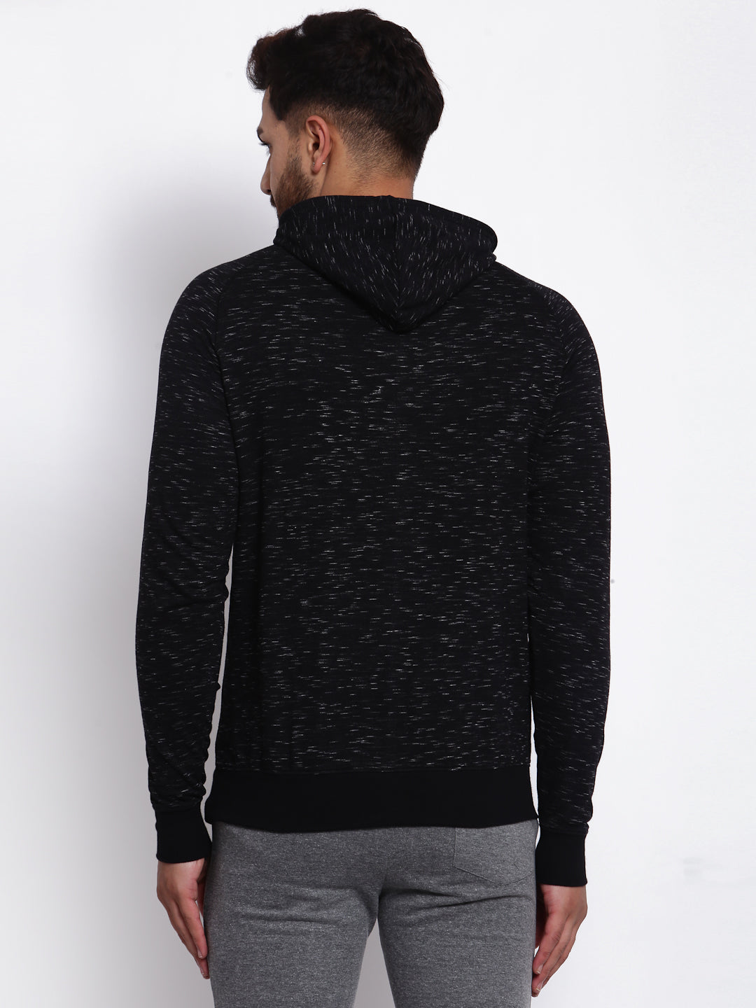 Sporto Men's Hoodie Sweatshirt Black /White Inj.