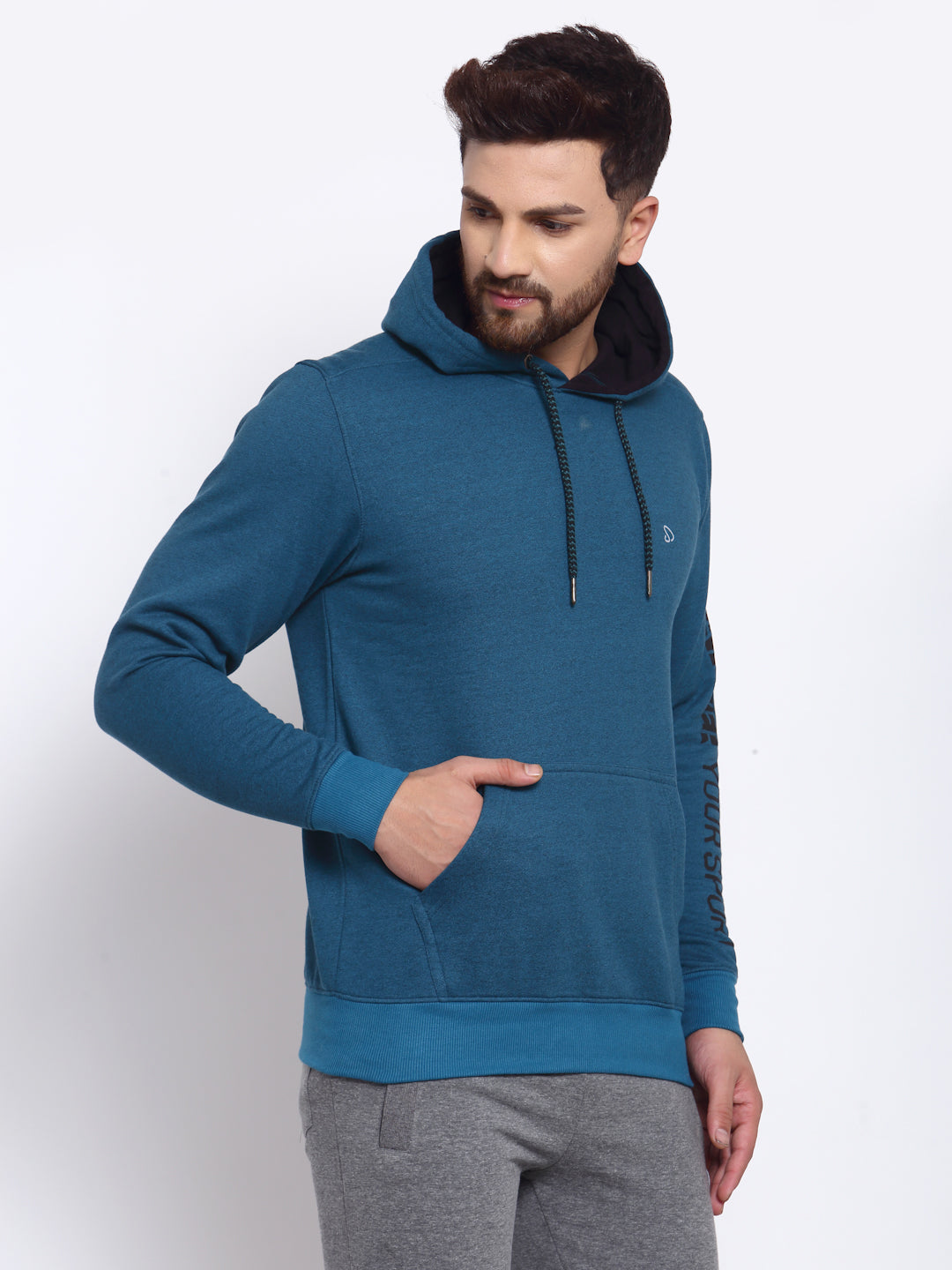 Sporto Men's Hoodie Sweatshirt Petrol Blue Jaspe