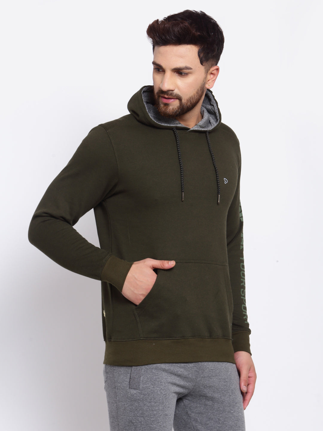 Sporto Men's Hoodie Sweatshirt Olive Jaspe