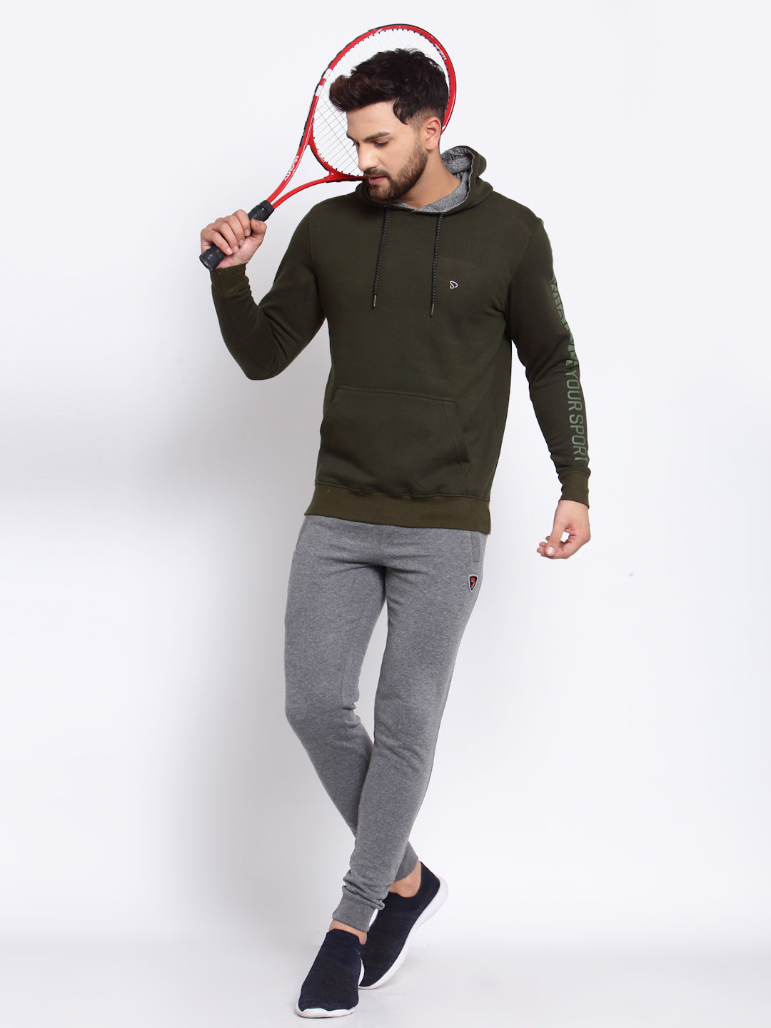Sporto Men's Hoodie Sweatshirt Olive Jaspe