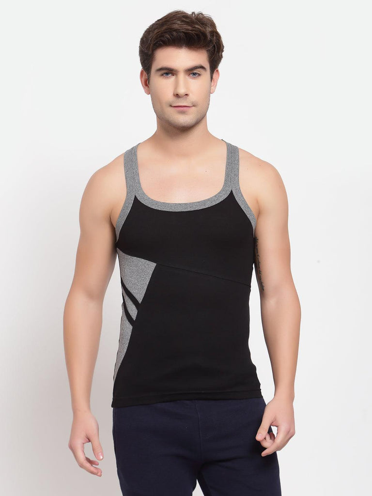 Men's Gym Vests with Side Contrast Panel - Pack of 2 (Black & Burgundy)