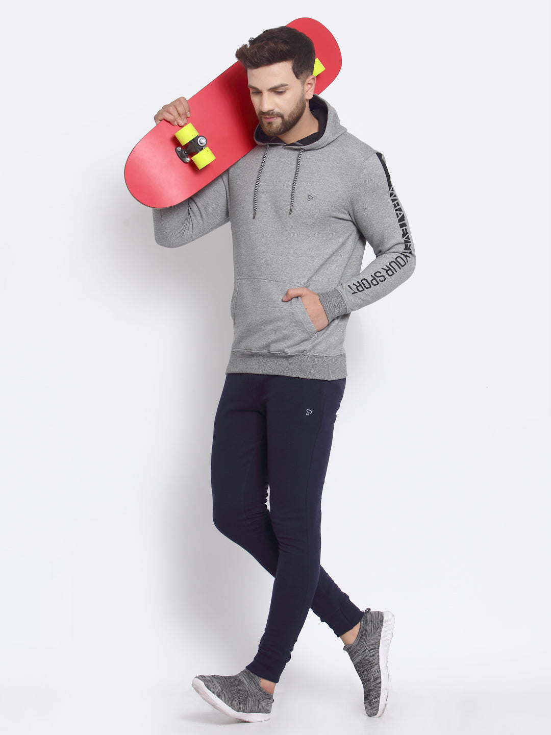 Sporto Men's Hoodie Sweatshirt Grey With Jaspe