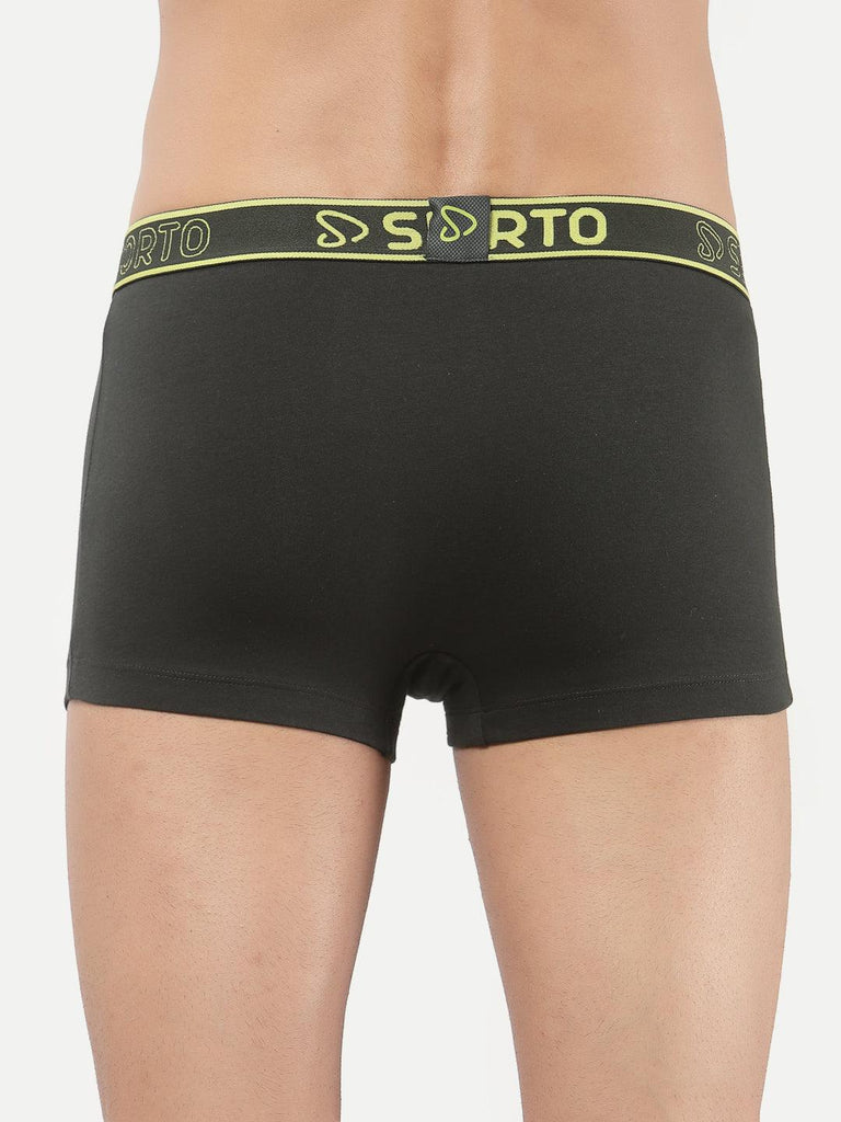 Sporto Men's Spandex Square Trunks (Pack Of 2) Olive & Maroon