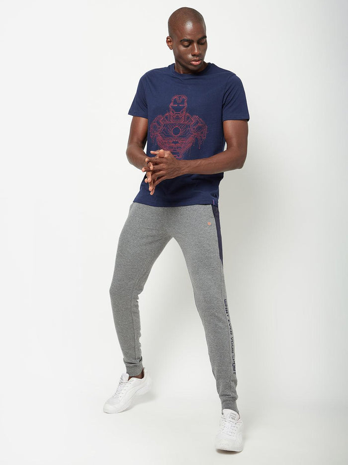 Sporto Men's Anthra Melange Joggers of Fleece Terry Fabric