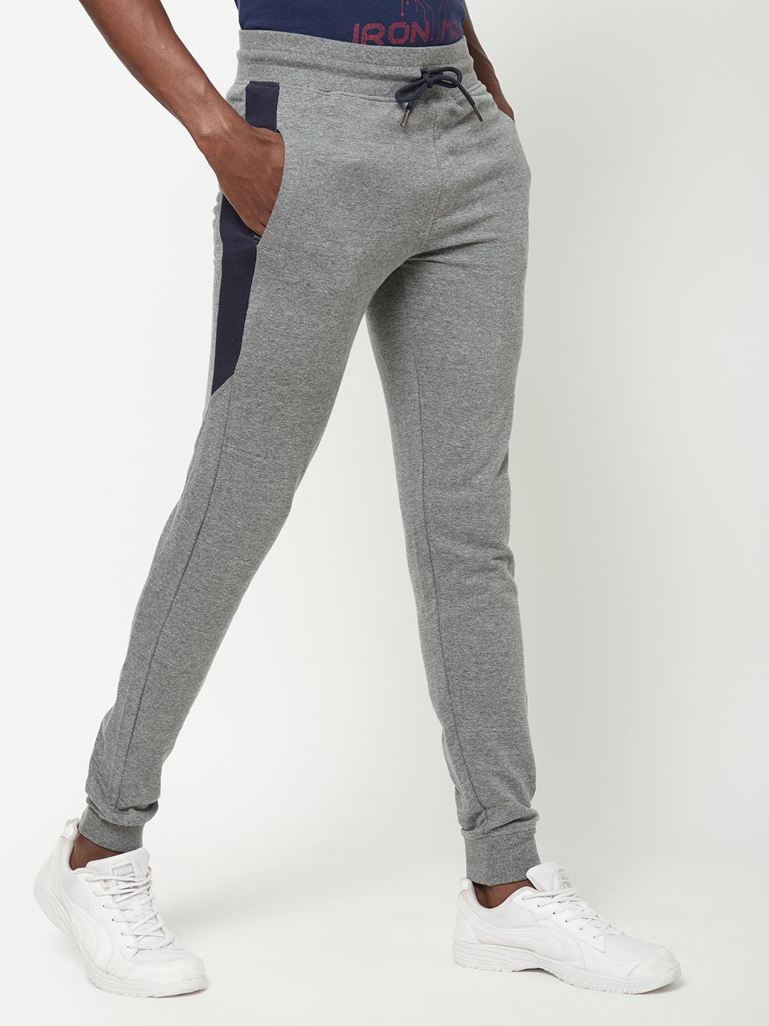 Sporto Men's Anthra Melange Joggers of Fleece Terry Fabric