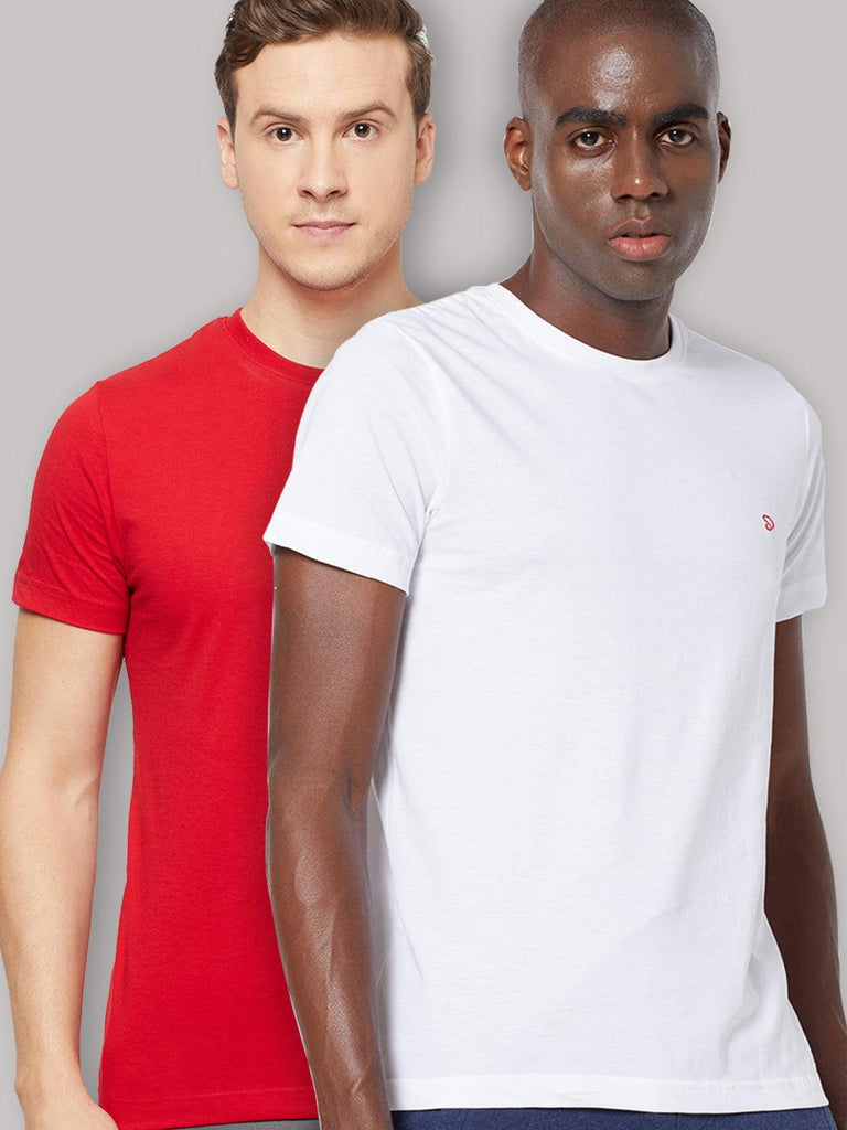 Sporto Men's Round Neck Cotton Rich, Solid Colour T-shirt Pack of 2 - Sporto by Macho