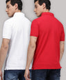 Sporto Men's Polo T-shirt - Pack of 2 [Red & White]