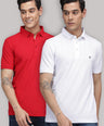 Sporto Men's Polo T-shirt - Pack of 2 [Red & White]